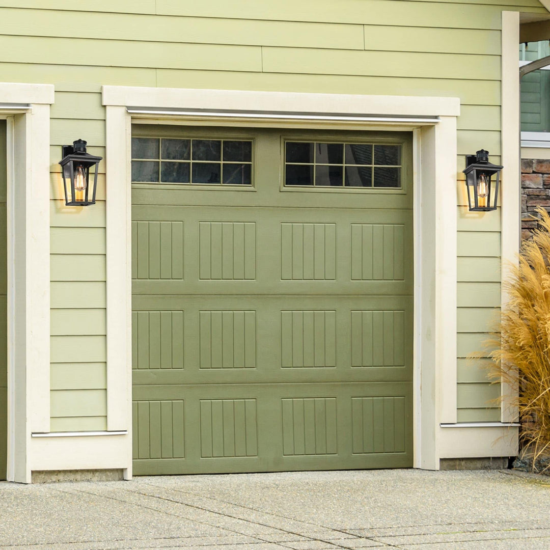 Mid-century Modern 1-light 12" h Black Outdoor Wall Sconces Clear Glass Lamps - Diamond Home USA