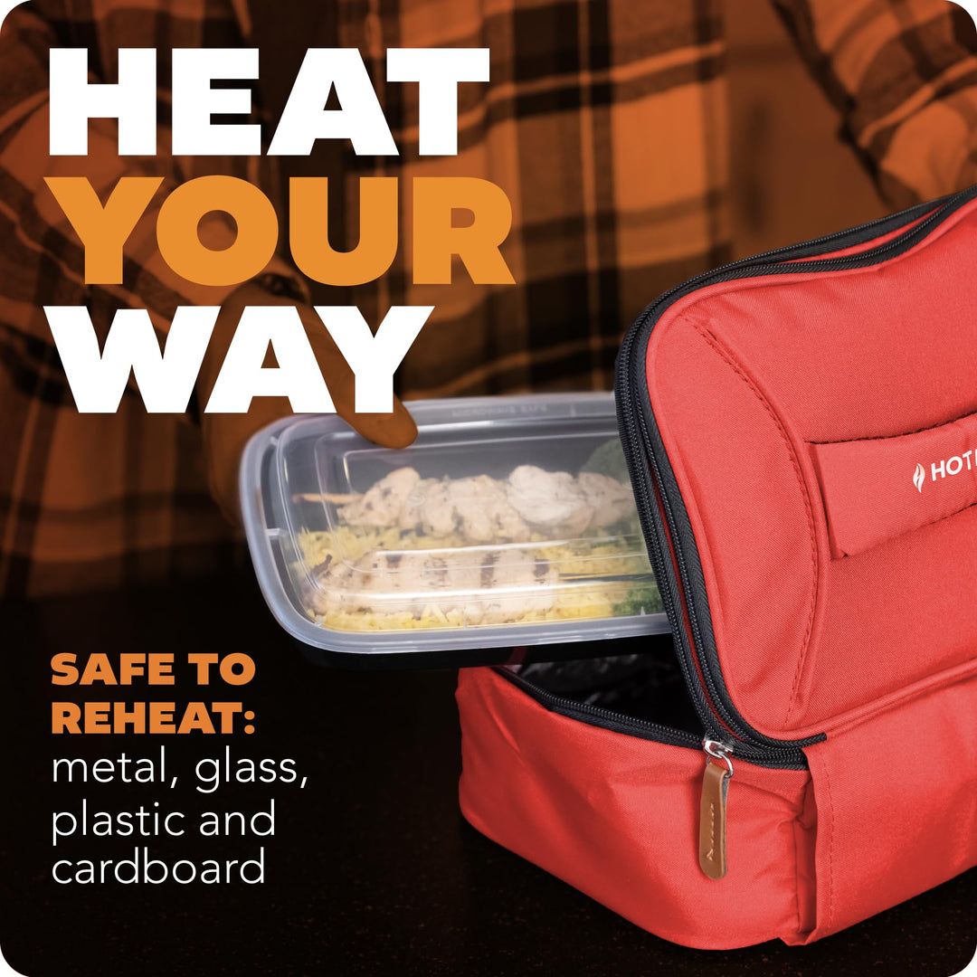 HOTLOGIC Mini XP Portable Electric Lunch Box Food Heater - Expandable Food Red - Diamond Home USA