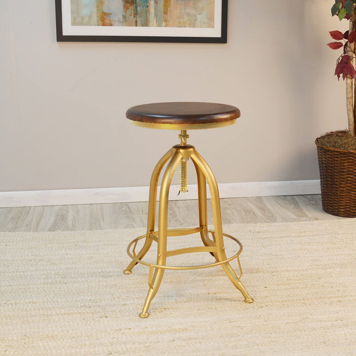 Carolina Chair and Table Adjustable Ryder Stool Elm/Gold - Diamond Home USA