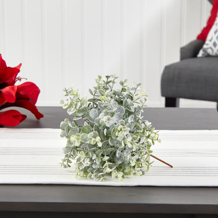 8" Frosted Eucalyptus Decorative Artificial Ball (Set of 3) Green - Diamond Home USA