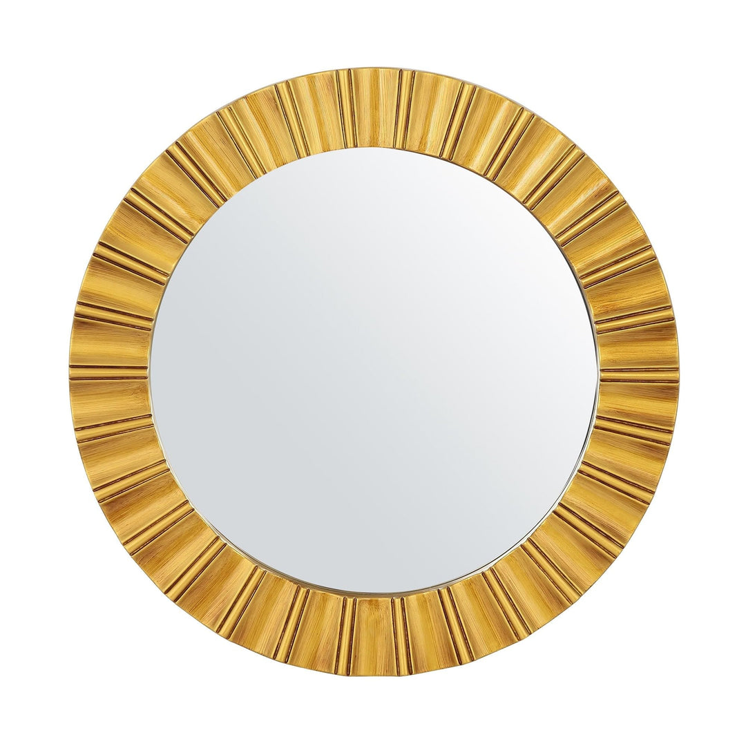 26" Modern Gold Round Decoration Wall Mounted Mirror Contemporary Hooks Included - Diamond Home USA