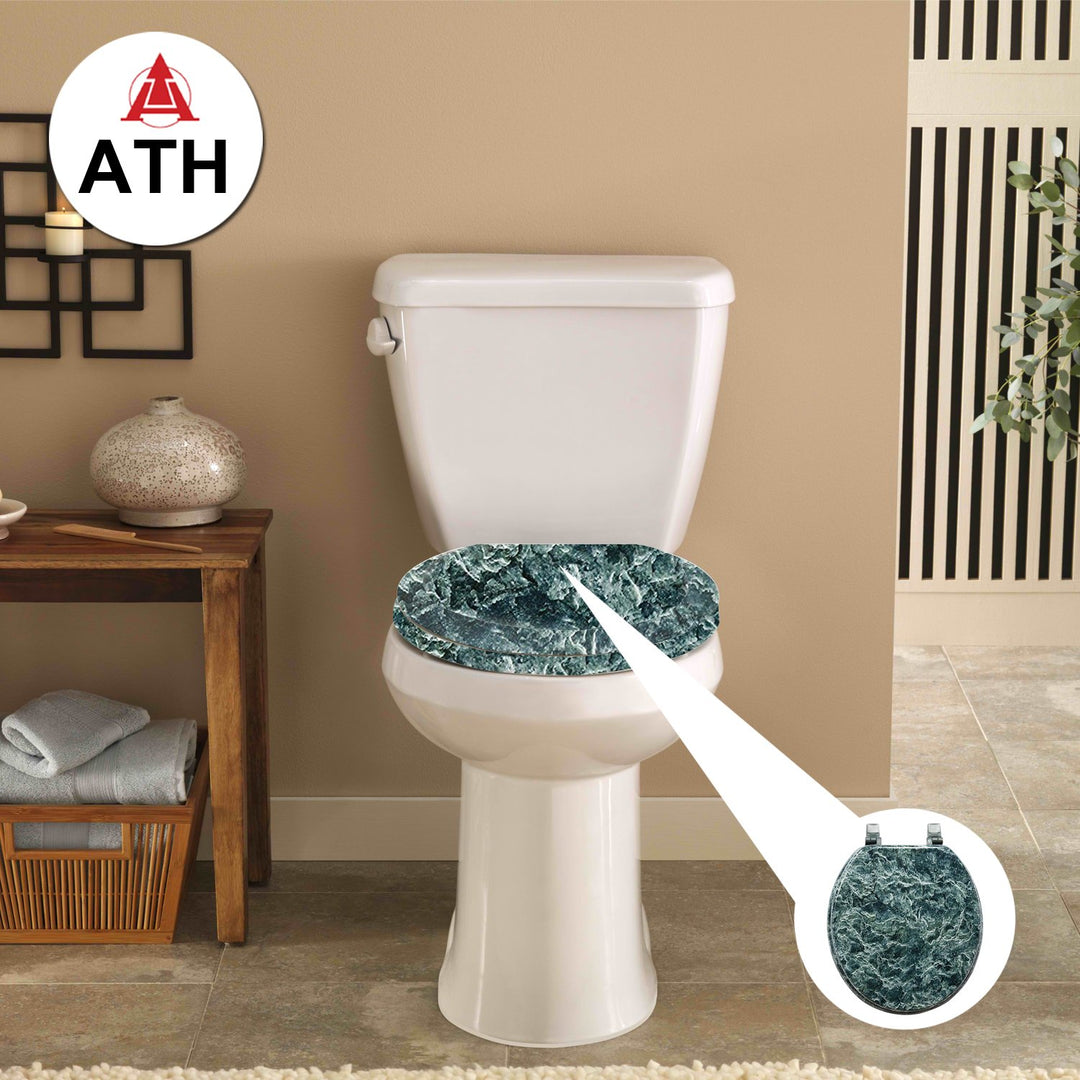 Trimmer Marblized Molded Wood Toilet Seats Faux- Painting in Green - Diamond Home USA