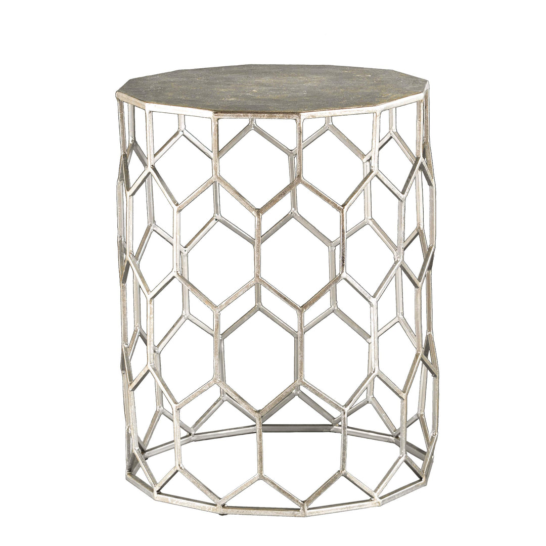SEI Furniture Clarissa Metal Honeycomb Accent Table Geometric Style Round