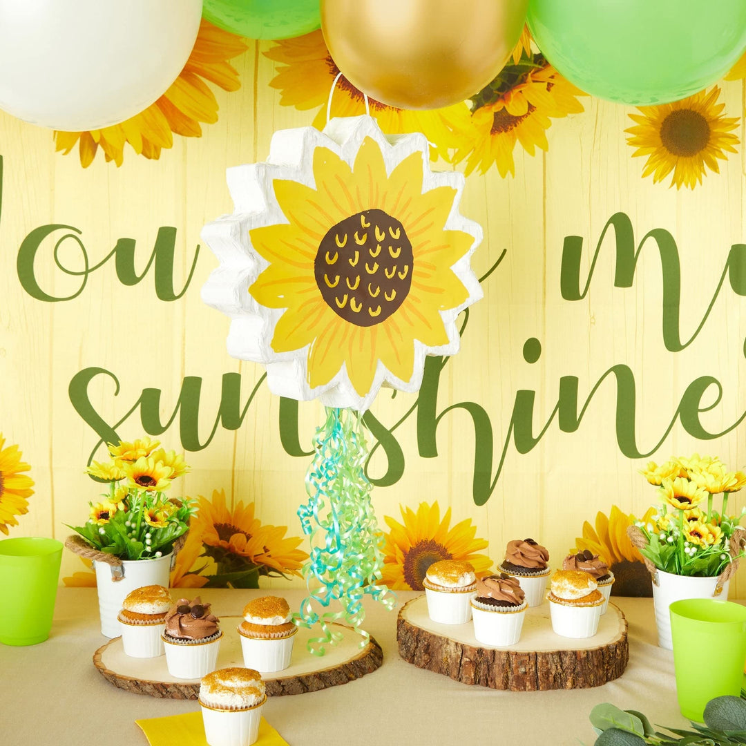 Small Sunflower Pull String Pinata for Birthday Party Baby Shower Decorations - Diamond Home USA