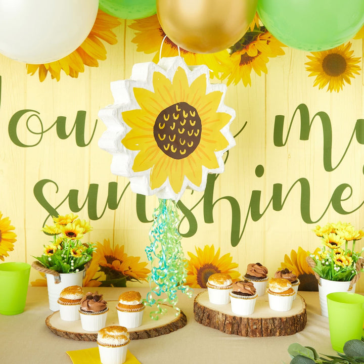 Small Sunflower Pull String Pinata for Birthday Party Baby Shower Decorations - Diamond Home USA