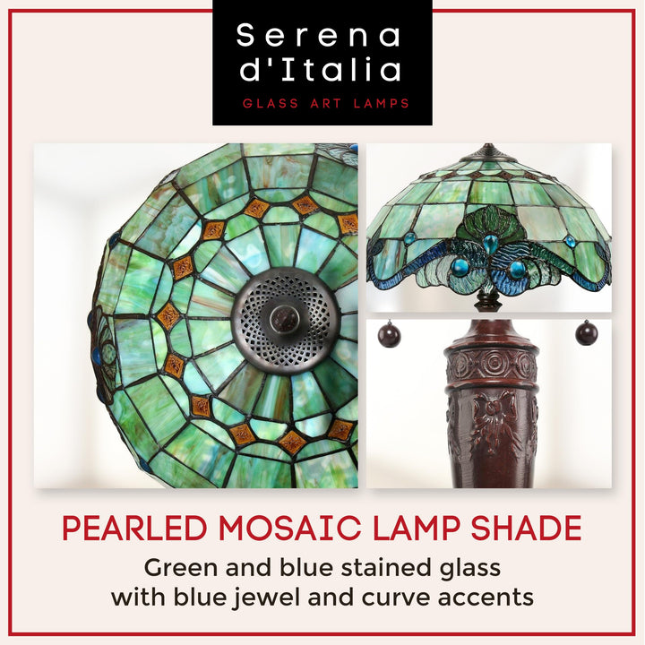 Serena D'italia Tiffany Table Lamp - Vintage Pearl Antique Desk Nightstand - - Diamond Home USA