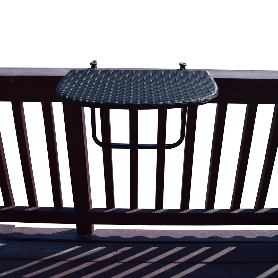 Oakland Living Balcony Railing Wicker Table Black - Diamond Home USA
