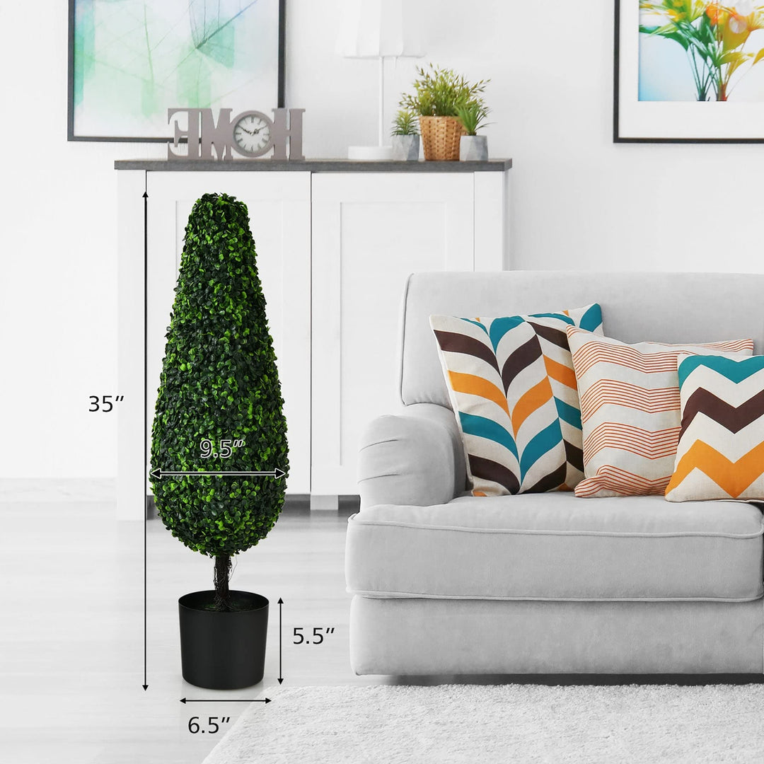 3ft Artificial Boxwood Tower Topiary Trees Decorative Greenery Plants Green - Diamond Home USA