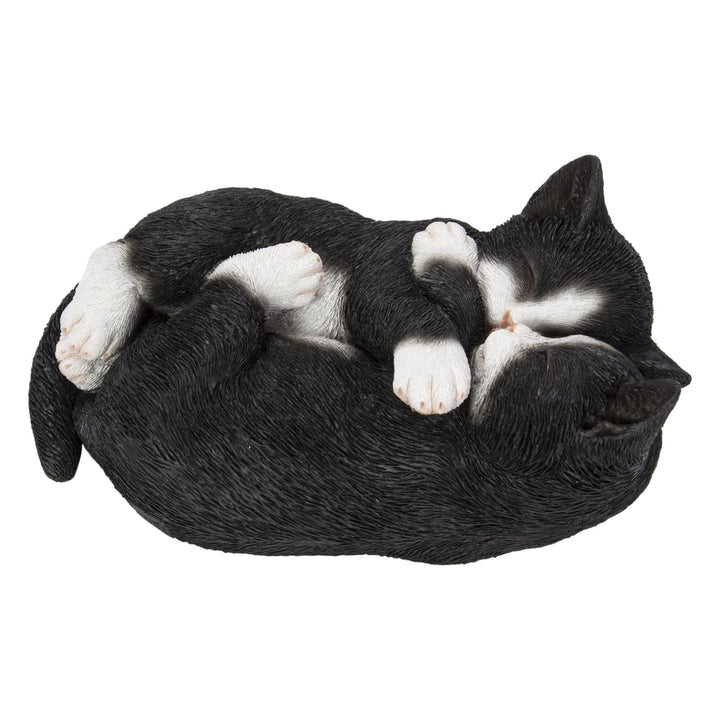 Sleeping Couple Cats Black and White Ultra Realistic Garden Statue Multi Color - Diamond Home USA