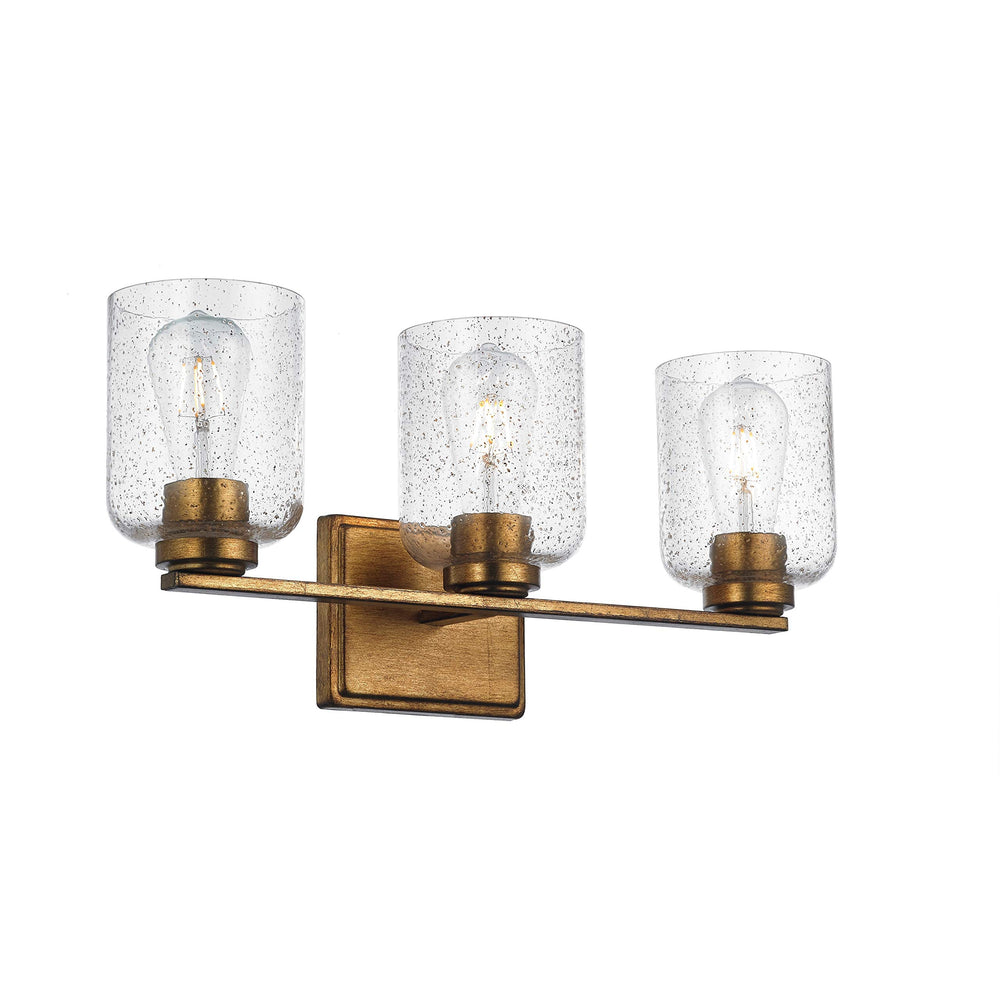 3 Light Antique Gold Vanity Modern Contemporary Metal Dimmable - Diamond Home USA