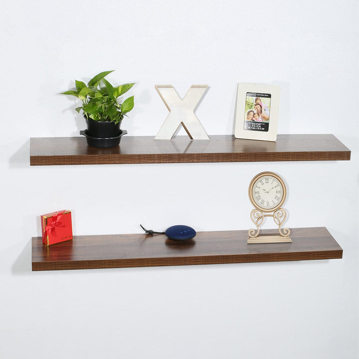 Set of 2 Modern and Contemporary Antique Walnut Floating Shelves 9.25'' X 47.2'' - Diamond Home USA