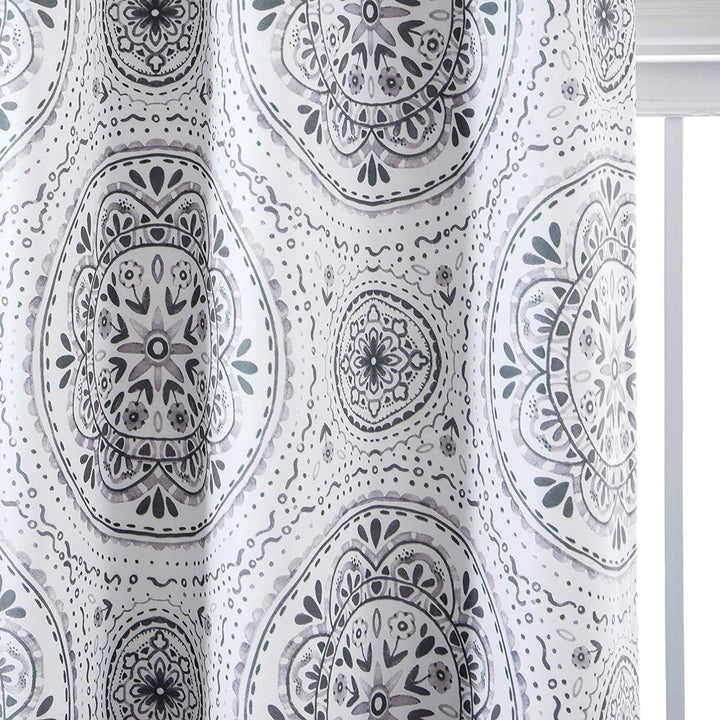 Medallion Pattern Lined Window Valance - 52" Width X 18" Length Grey Farmhouse - Diamond Home USA