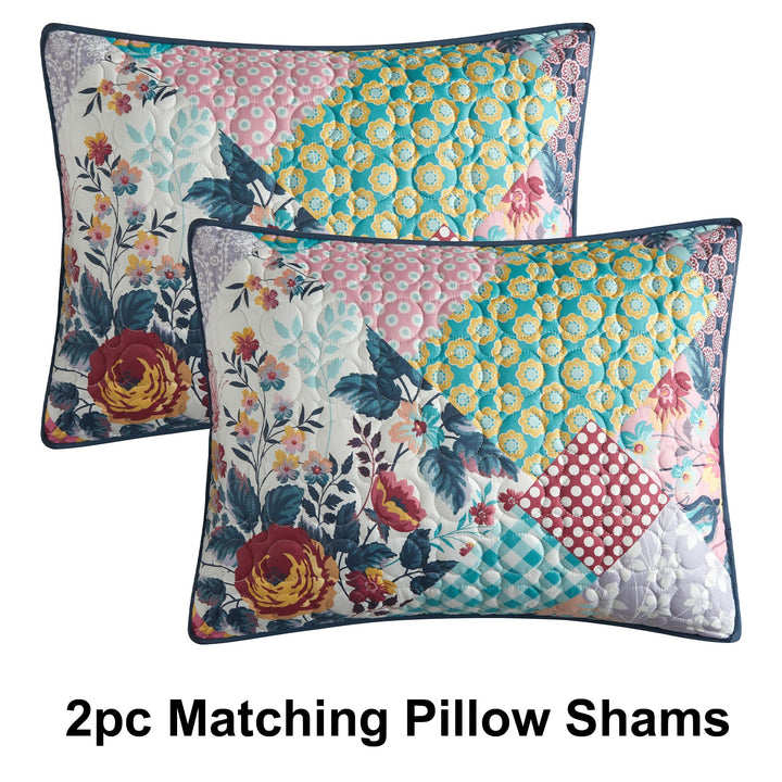 Stratford Park All Season Multi Color Floral Quilt Set with Pillow Shams King - Diamond Home USA