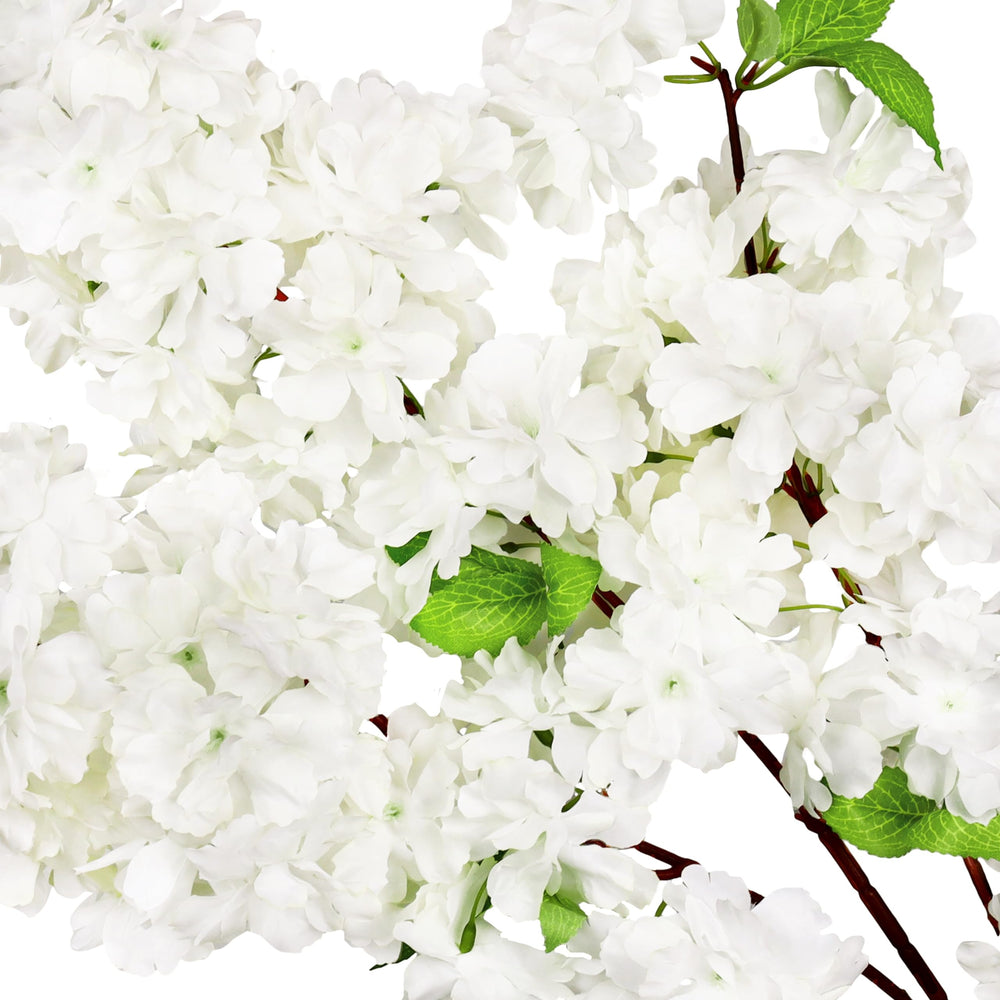 Set of 3 Cream White Artificial Triple Bloom Cherry Blossom Flower Stem Spray - Diamond Home USA