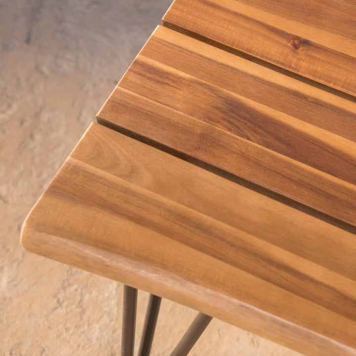 Christopher Knight Home Zion Outdoor Industrial Iron and Teak Finished Acacia - Diamond Home USA