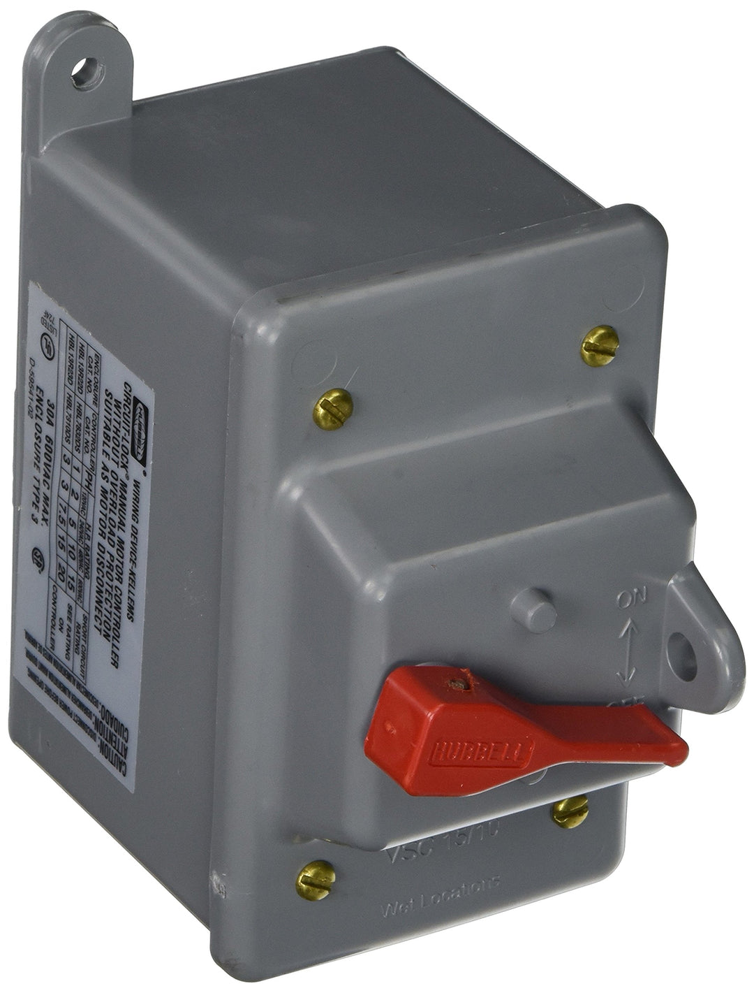 Hubbell HBL13R23D3 Pole Plastic NEMA 3R Enclosure with Switch 30 amp 600V