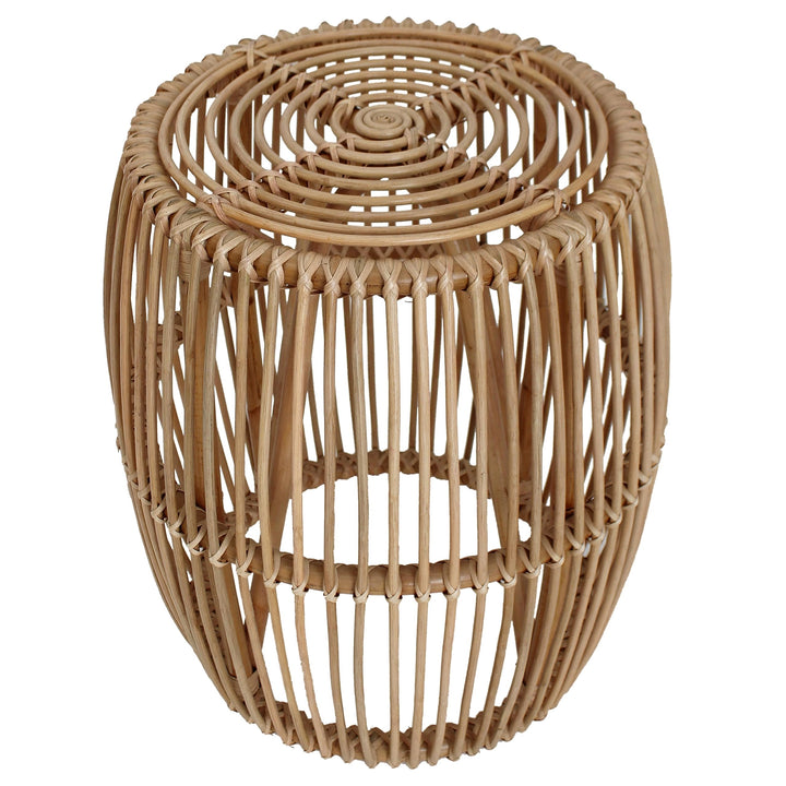 New Pacific Direct Keegan Round Rattan End Table Natural