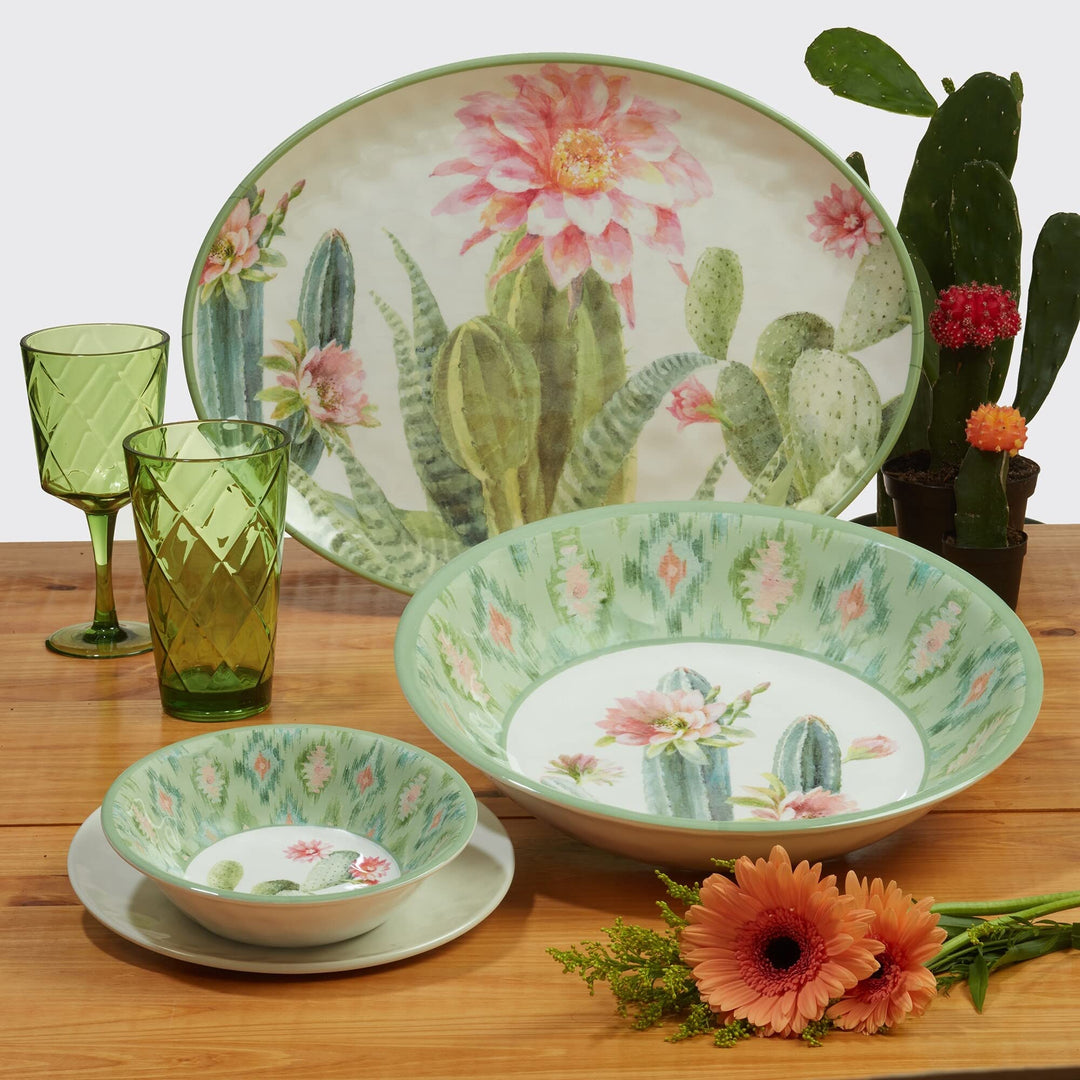 Desert Beauty 9" Salad/dessert Plates Set Of 6 Dia Green Multi Color Pink Floral - Diamond Home USA
