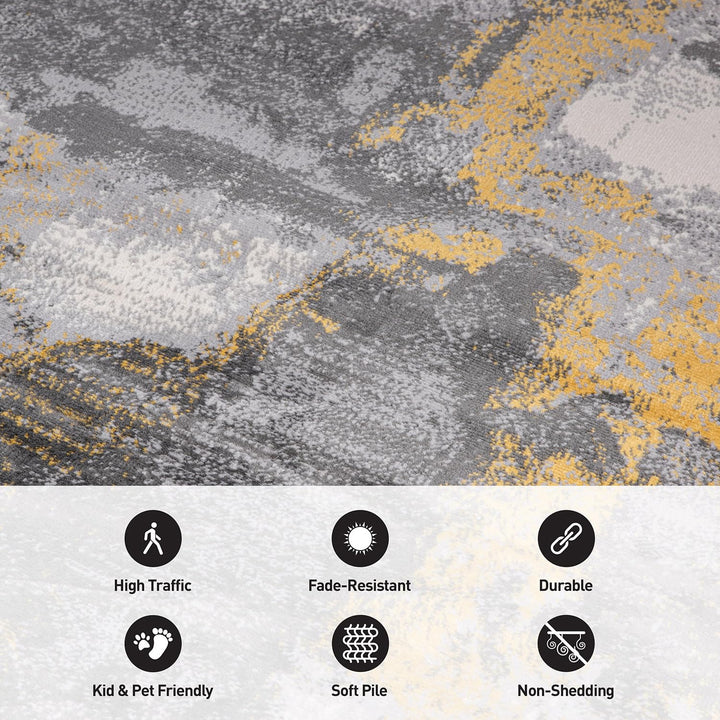 Rugshop Brighton Modern Abstract Stain Resistant Soft Runner Rug 2' x 7' Yellow - Diamond Home USA