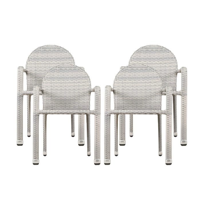Christopher Knight Home Aurora Outdoor Wicker Armed Stacking Chairs with Chateau Grey
