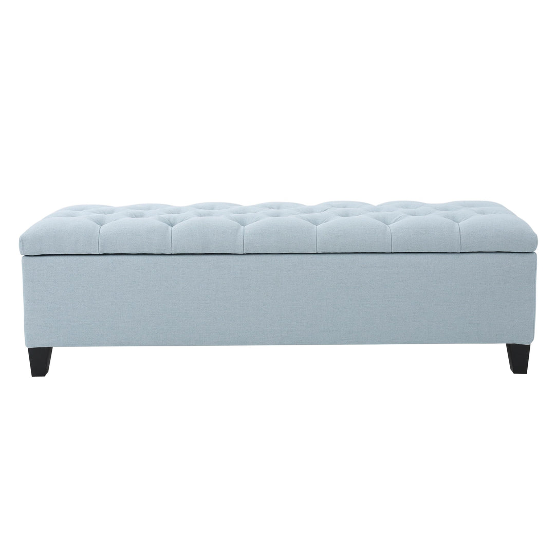 Christopher Knight Home Ottilie Fabric Storage Ottoman Light Sky Dimensions: . Light Sky+Dark Brown