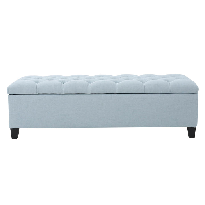 Christopher Knight Home Ottilie Fabric Storage Ottoman Light Sky Dimensions: . Light Sky+Dark Brown