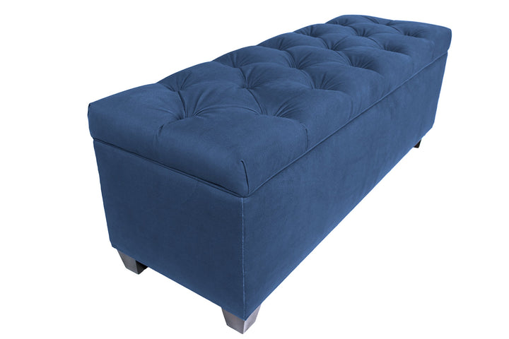 The Sole Secret Obsession Series Diamond Tufted Large Upholstered Lift Top Dark Blue - Diamond Home USA
