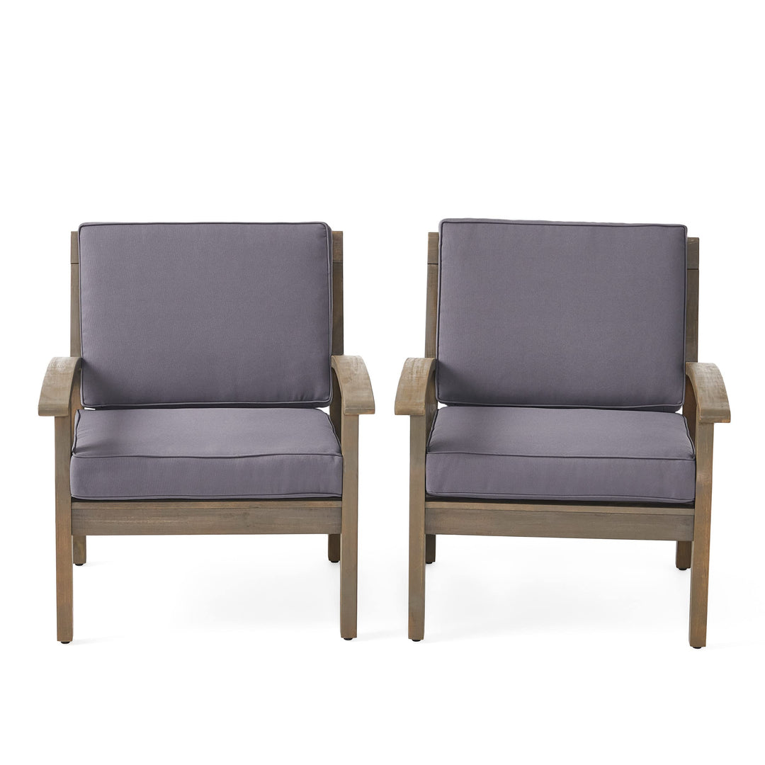 Christopher Knight Home Keanu Outdoor Wooden Club Chairs (Set of 2) ay/Dark gray + dark gray cushuion