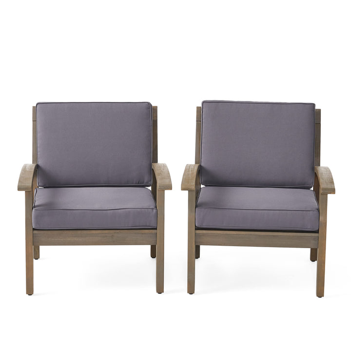Christopher Knight Home Keanu Outdoor Wooden Club Chairs (Set of 2) ay/Dark gray + dark gray cushuion
