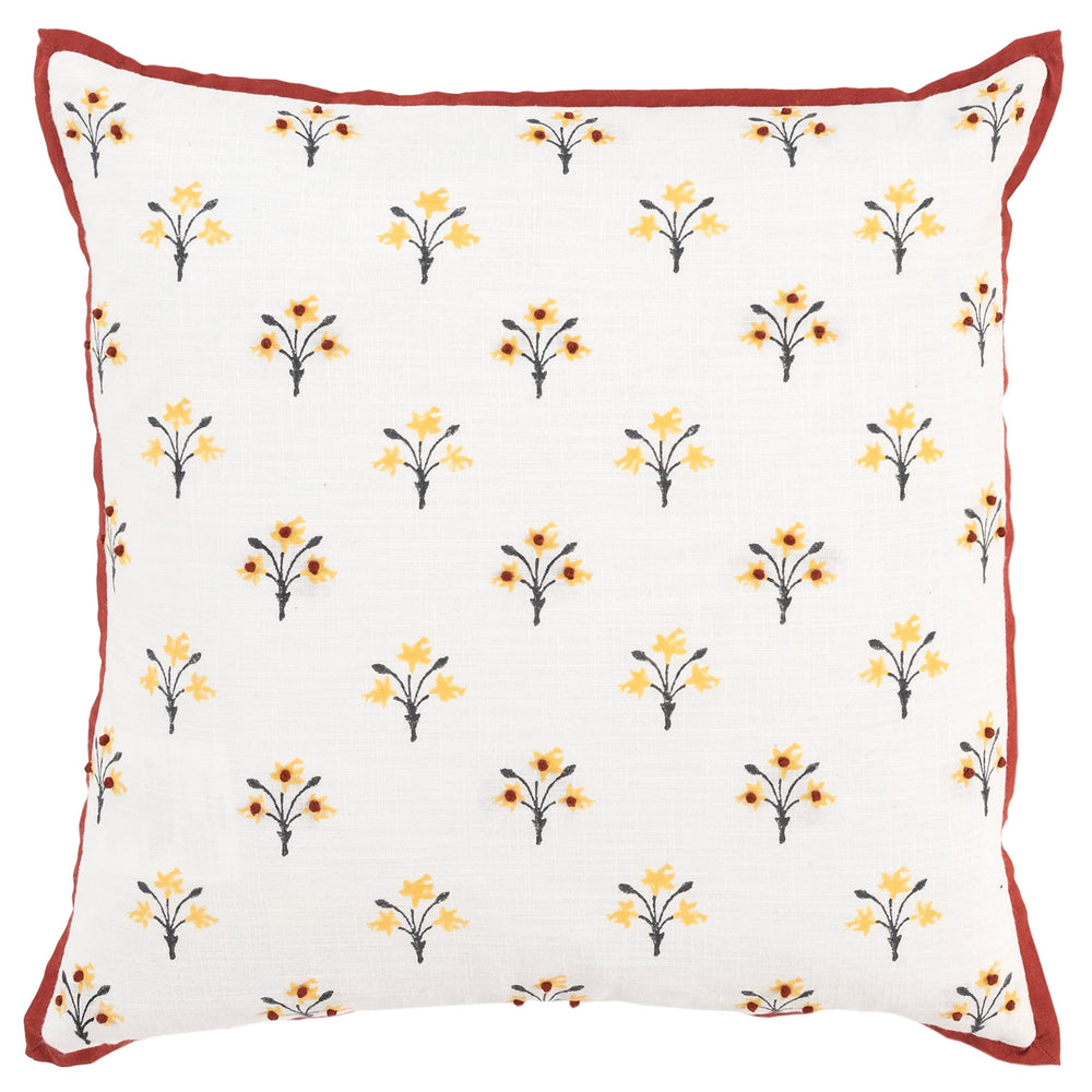 Boho Floral Rust/Yellow Throw Pillow Cover Red Bohemian Eclectic Transitional - Diamond Home USA