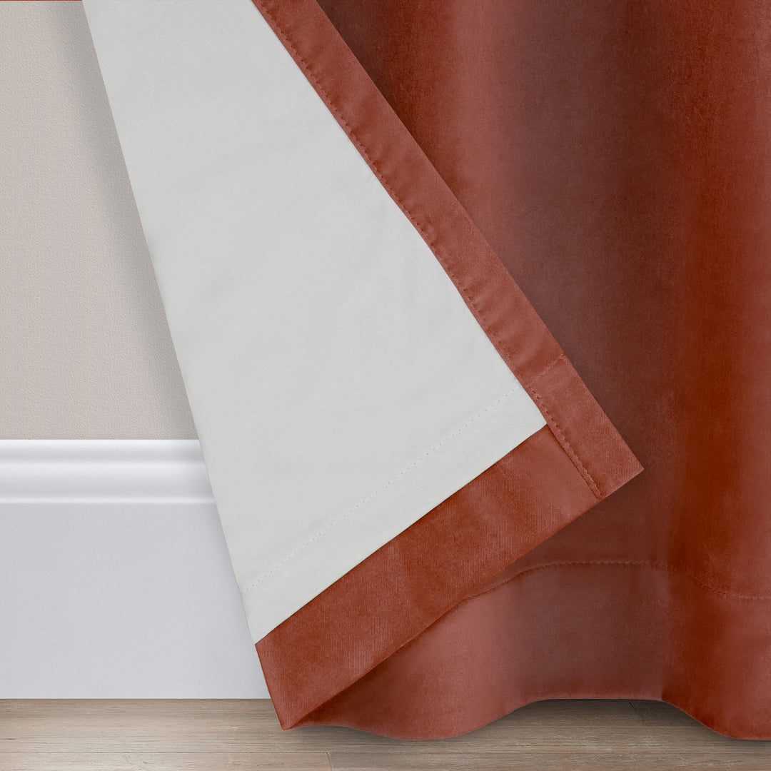 Eclipse Luxury Cotton Velvet 100% Blackout Grommet 96" x 50" Curtain Window Copper - 96x50 - Diamond Home USA