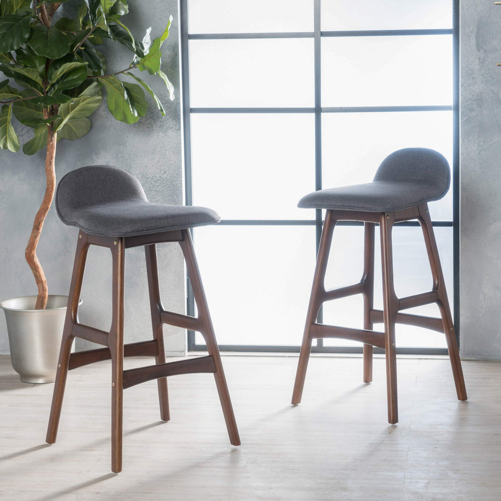 Christopher Knight Home Anatoli Fabric Barstools 2-Pcs Set Charcoal - Diamond Home USA