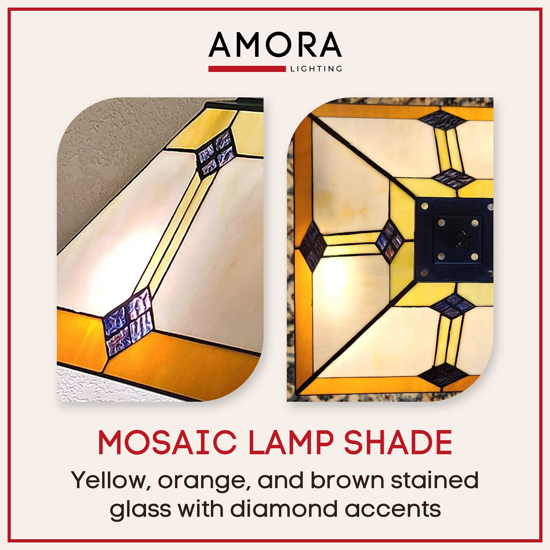Amora Vintage Tiffany Table Lamp - Geometric Diamond Table Night Light - - Diamond Home USA