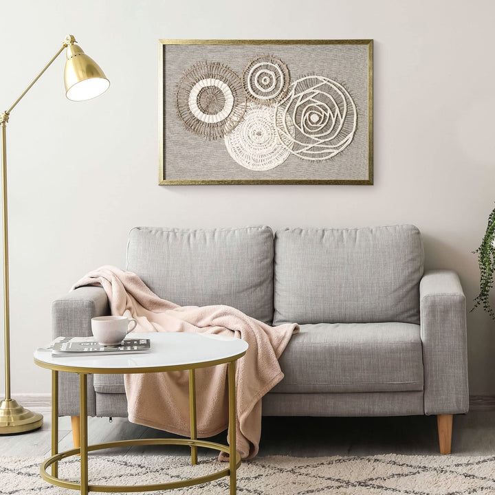 Boho Handmade Framed Paper Shadow Box Wall Art 23.75" X 35.5" Brown Bohemian - Diamond Home USA