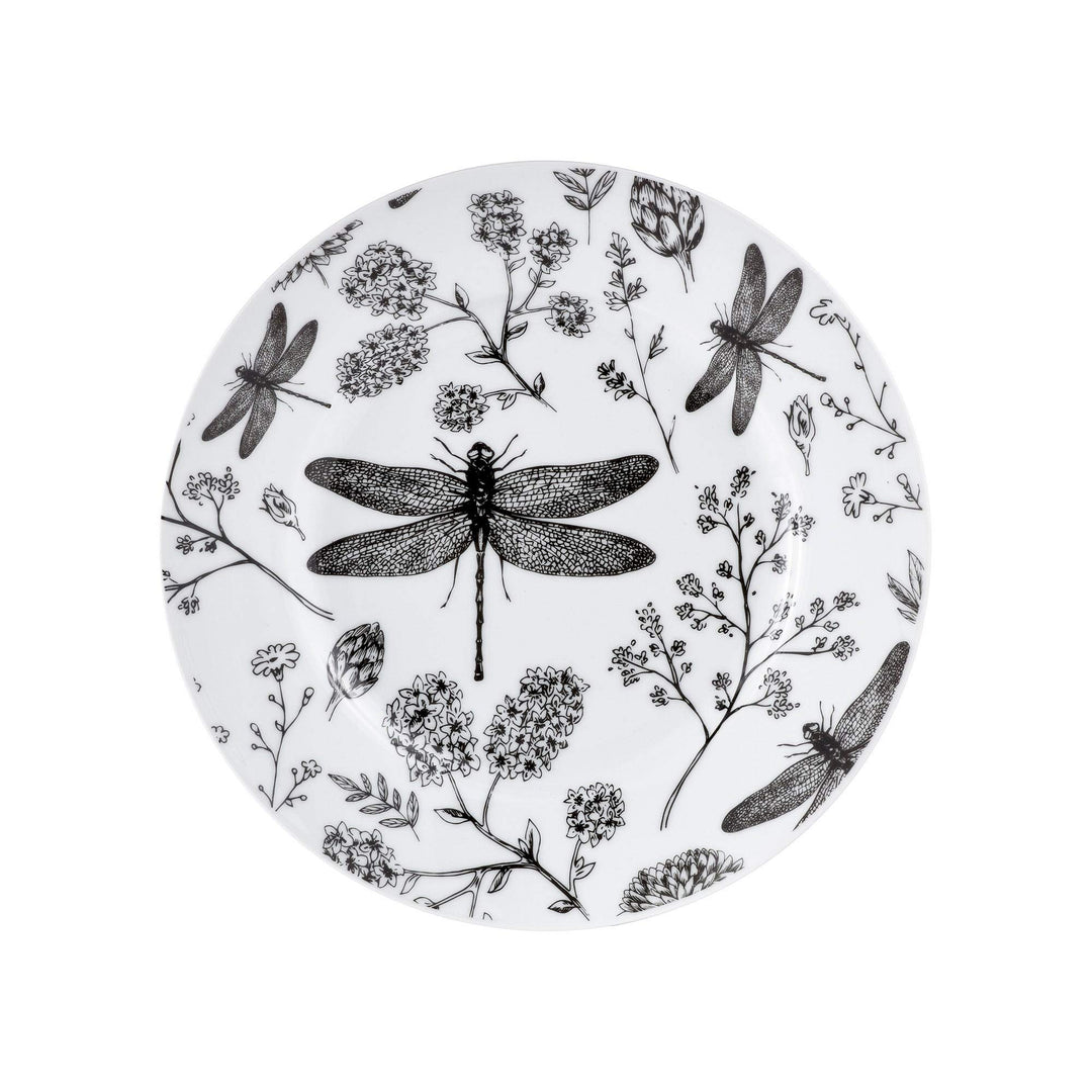 16pc Dragonfly 11" X 0'5" Multi Color Animal Modern Contemporary Round Porcelain - Diamond Home USA