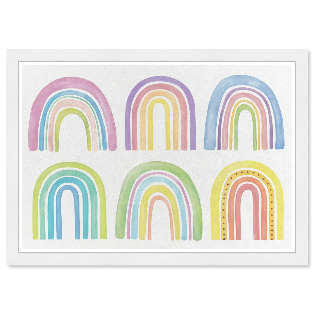 Olivia's Easel 'Rainbows' Kids Wall Art Framed Print Purple Yellow Modern - Diamond Home USA