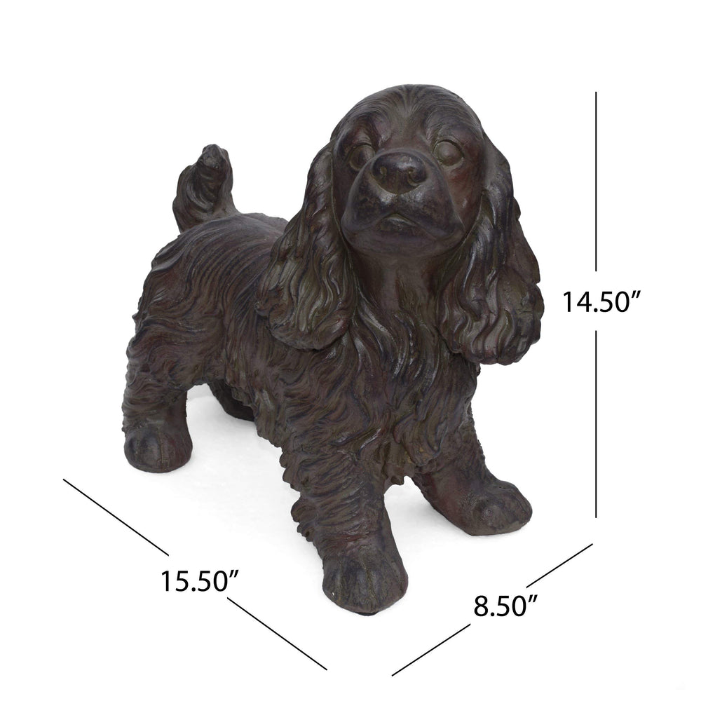 Brown Cocker Spaniel Statue Dog Sculpture Outdoor Garden Porch Backyard Lawn - Diamond Home USA