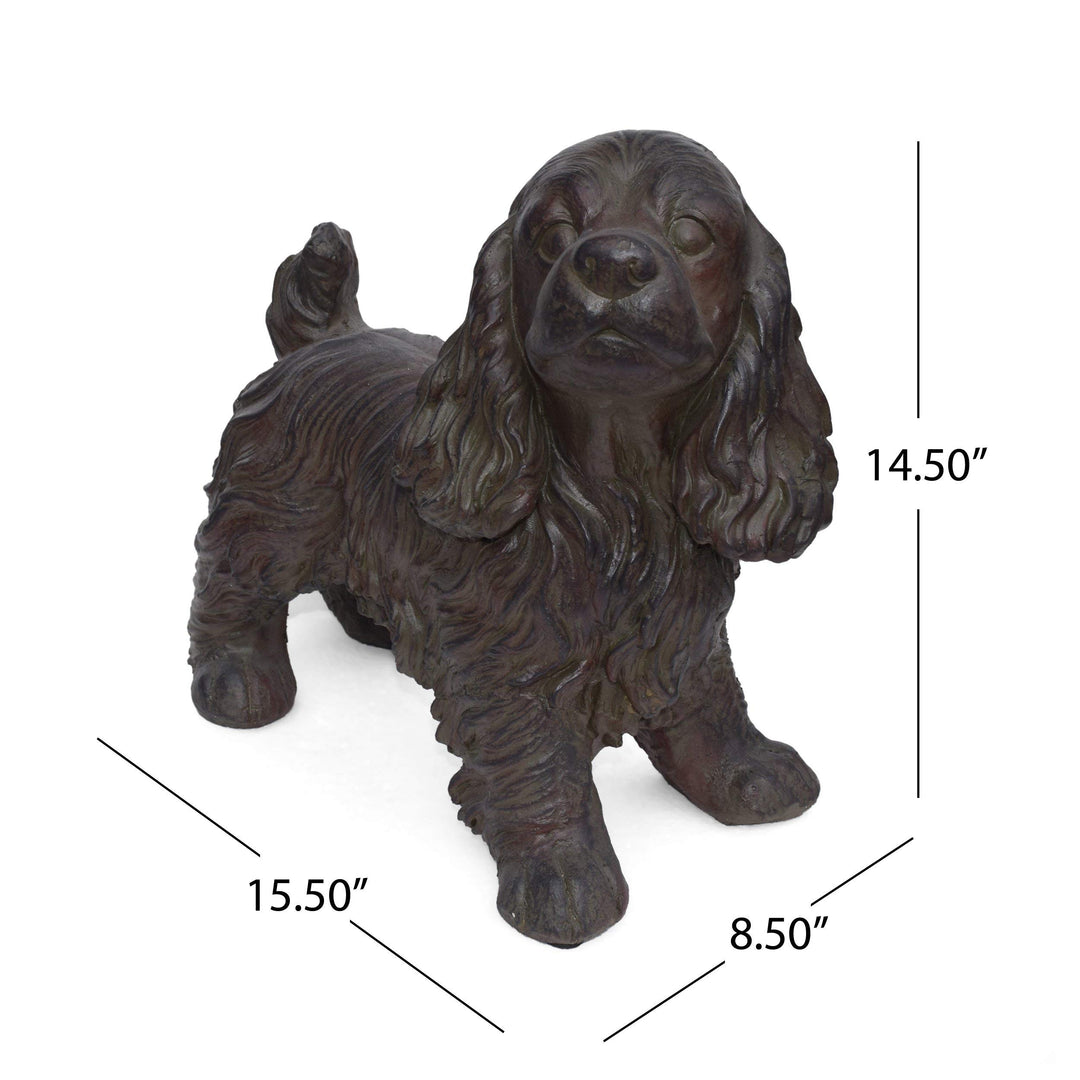 Brown Cocker Spaniel Statue Dog Sculpture Outdoor Garden Porch Backyard Lawn - Diamond Home USA
