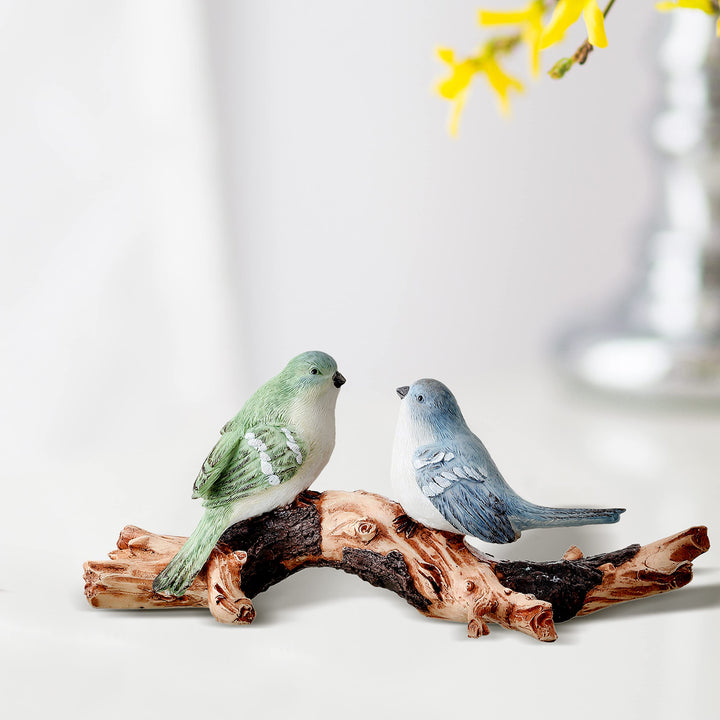 Regency International Resin Bird Couple on Branch 5.5 Inches Figurine Tabletop - Diamond Home USA