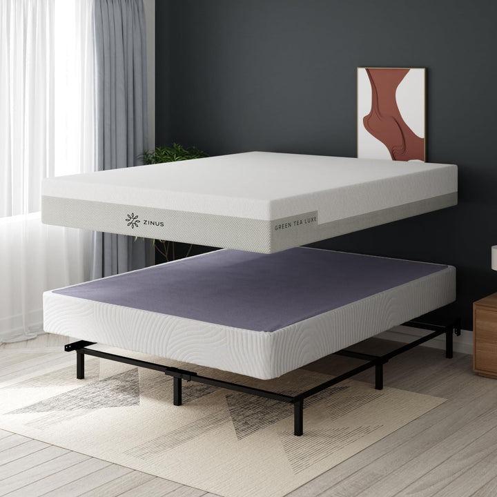 ZINUS Edgar 8 Inch Bamboo Box Spring Mattress Foundation Sturdy Bamboo Structure Queen