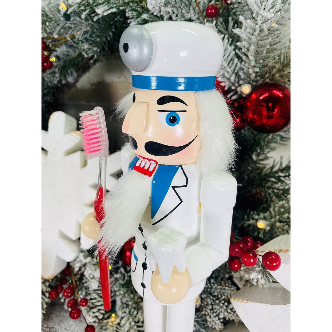 Santa's Workshop 14'' Dentist Nutcracker 14 White Wood Medium - Diamond Home USA