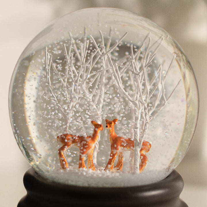 Harkness Deer and Tree Decorative Snow Globe with Wind Up Music Box Multi - Diamond Home USA