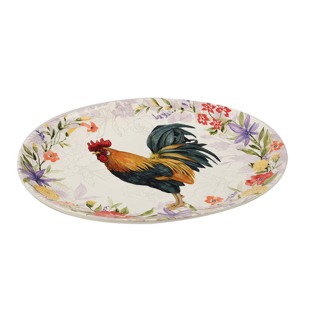 Certified International Floral Rooster Oval Platter 16" x 12" Multicolor - Diamond Home USA