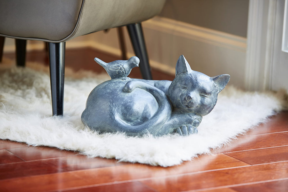 Southern Patio 9.5 in. W Sleeping Cat Garden Statue - Diamond Home USA