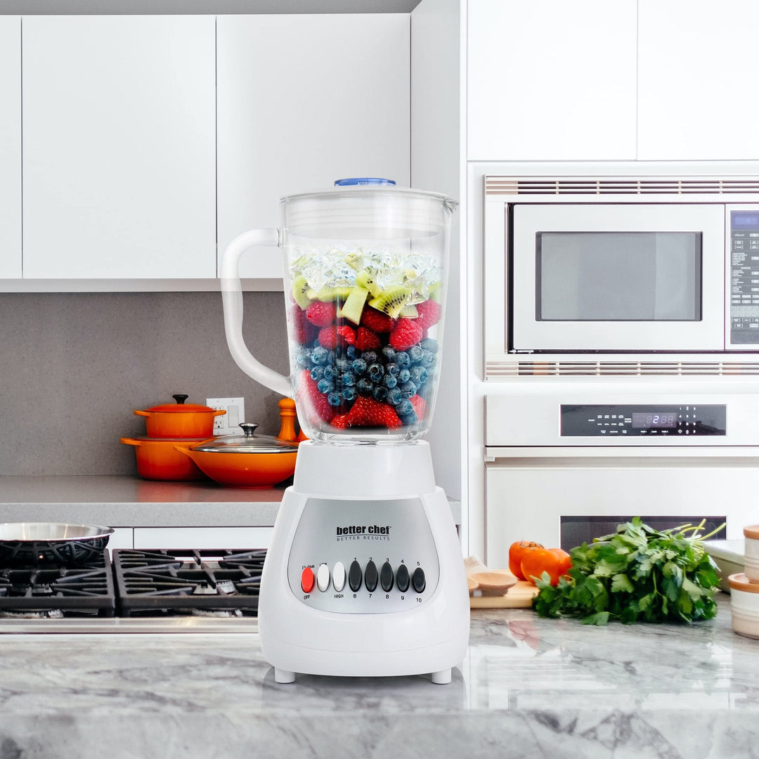 10-speed Watt 42 Ounce Glass Jar Blender In White Multiple Speeds - Diamond Home USA