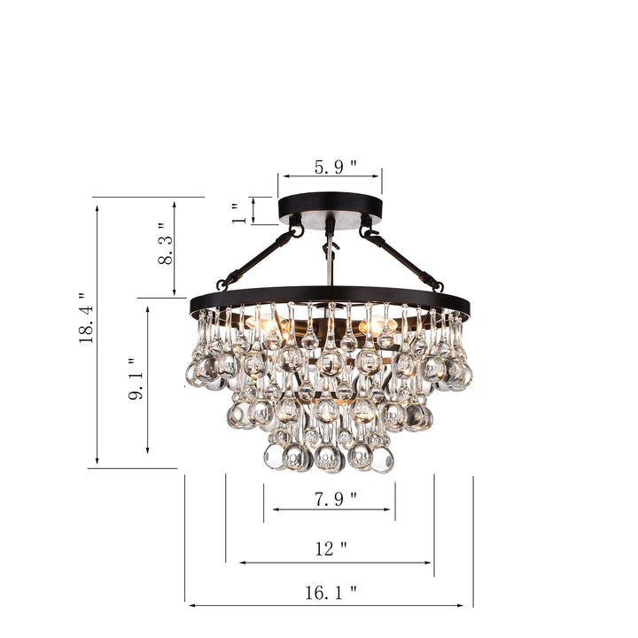Hong Kong Best New Zhu Yuan Lighting Co. Ariane 5-Light Black Semi Flush Mount - Diamond Home USA