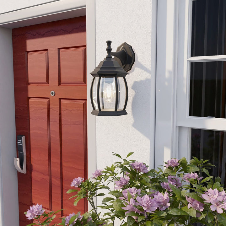 Textured Black Outdoor Wall Light Set of 2 Modern Contemporary Metal Dusk to - Diamond Home USA