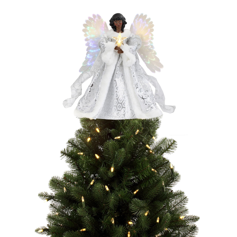 12" Fiber Optic Animated Tree Topper Black Angel Red Plastic - Diamond Home USA
