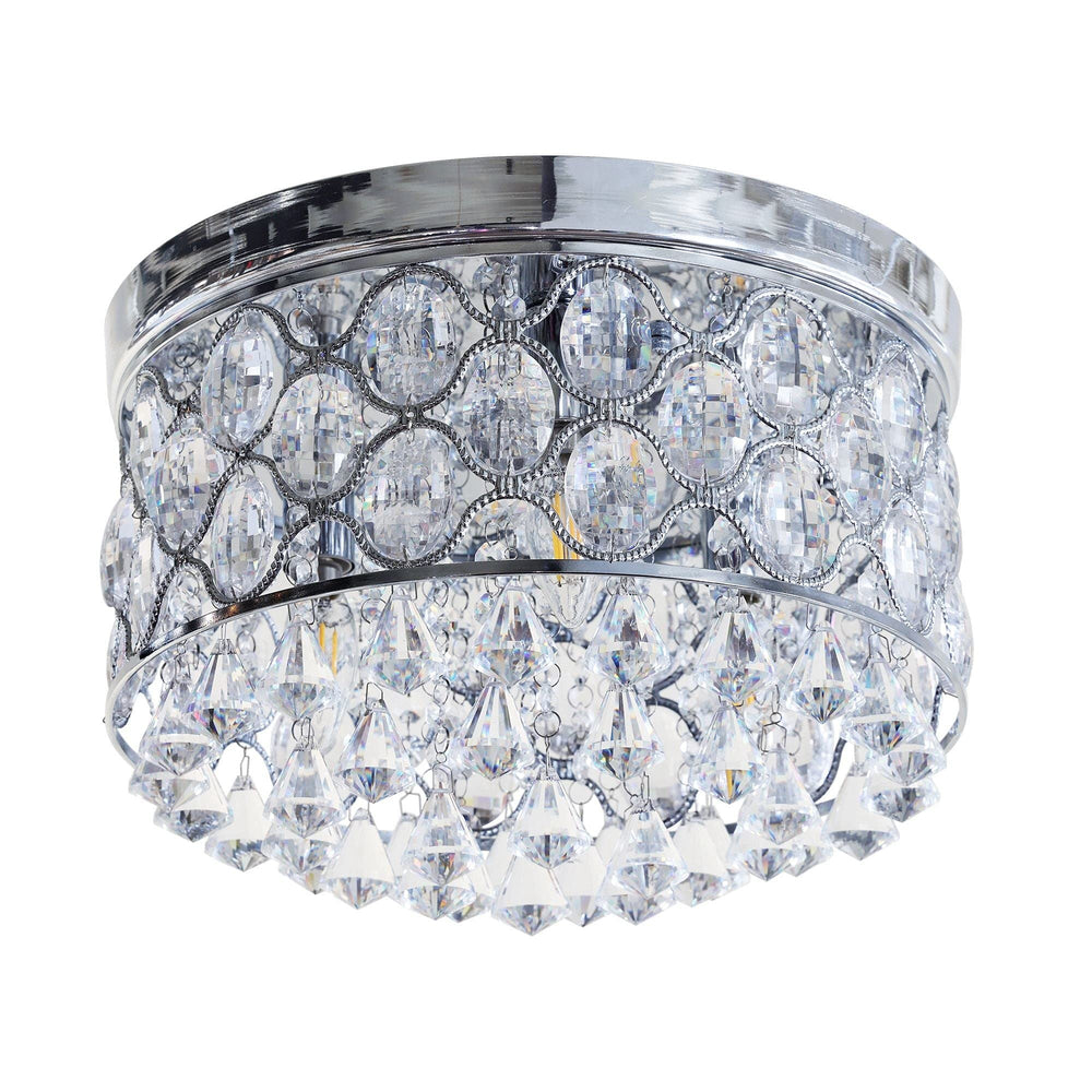 Modern 14-inch Chrome 3-Light Crystal Flush Mount Chandelier Contemporary - Diamond Home USA