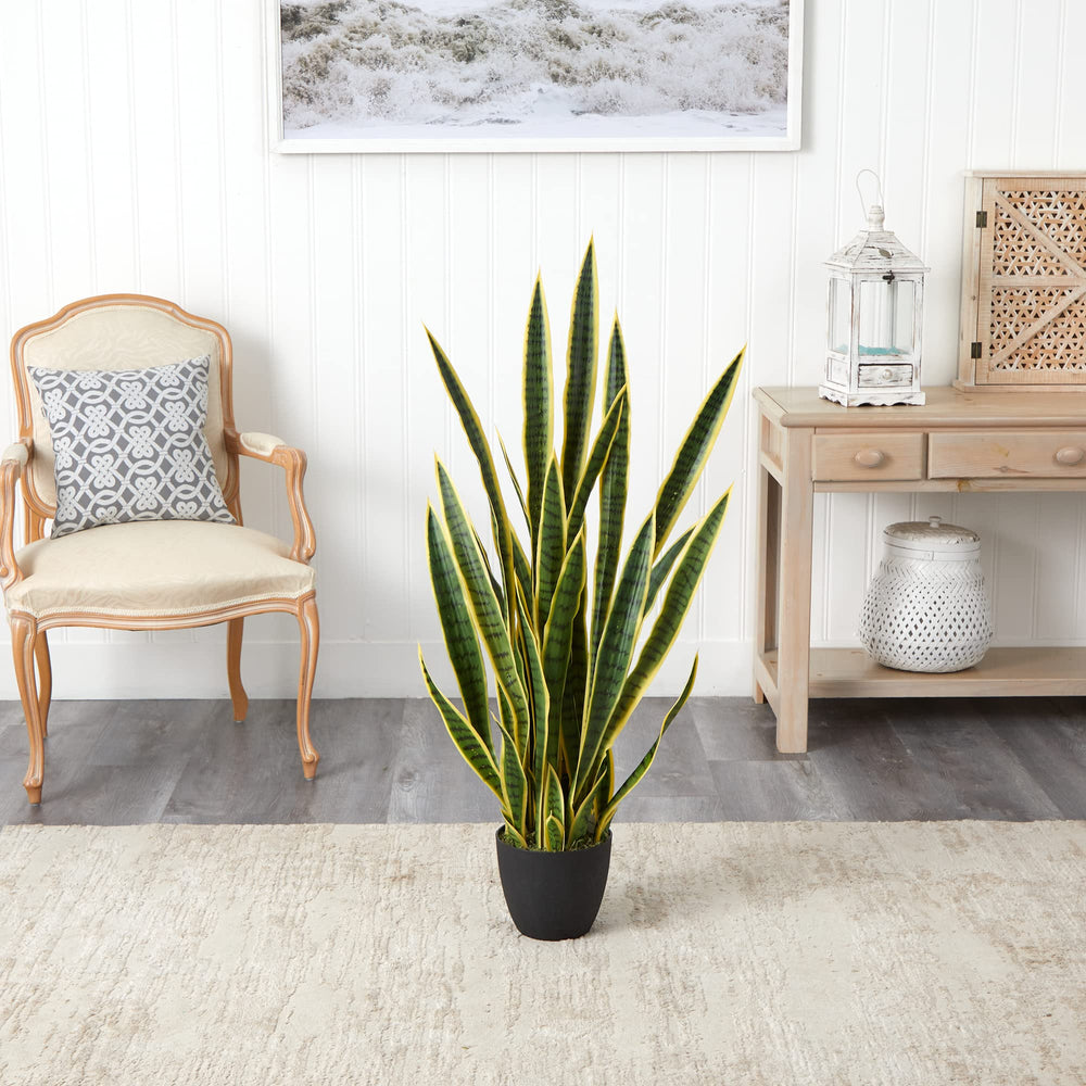 Nearly Natural 4ft. Sansevieria Artificial Plant - Diamond Home USA